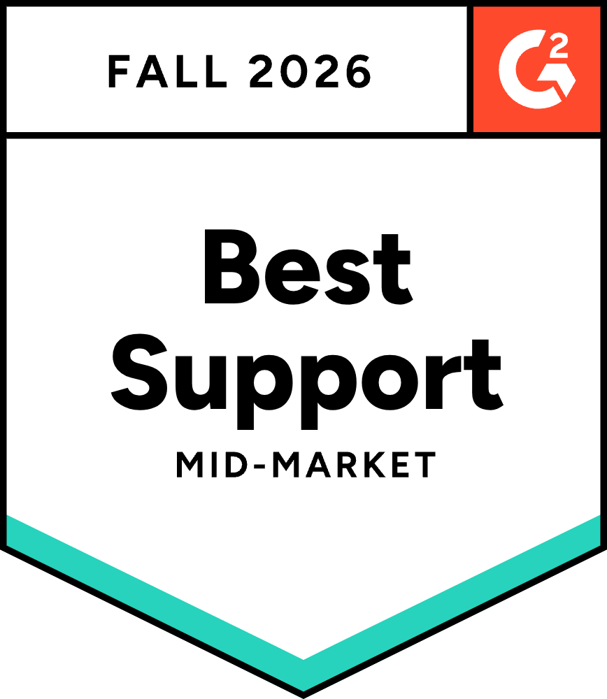 G2 badge: Best Support, Mid-Market